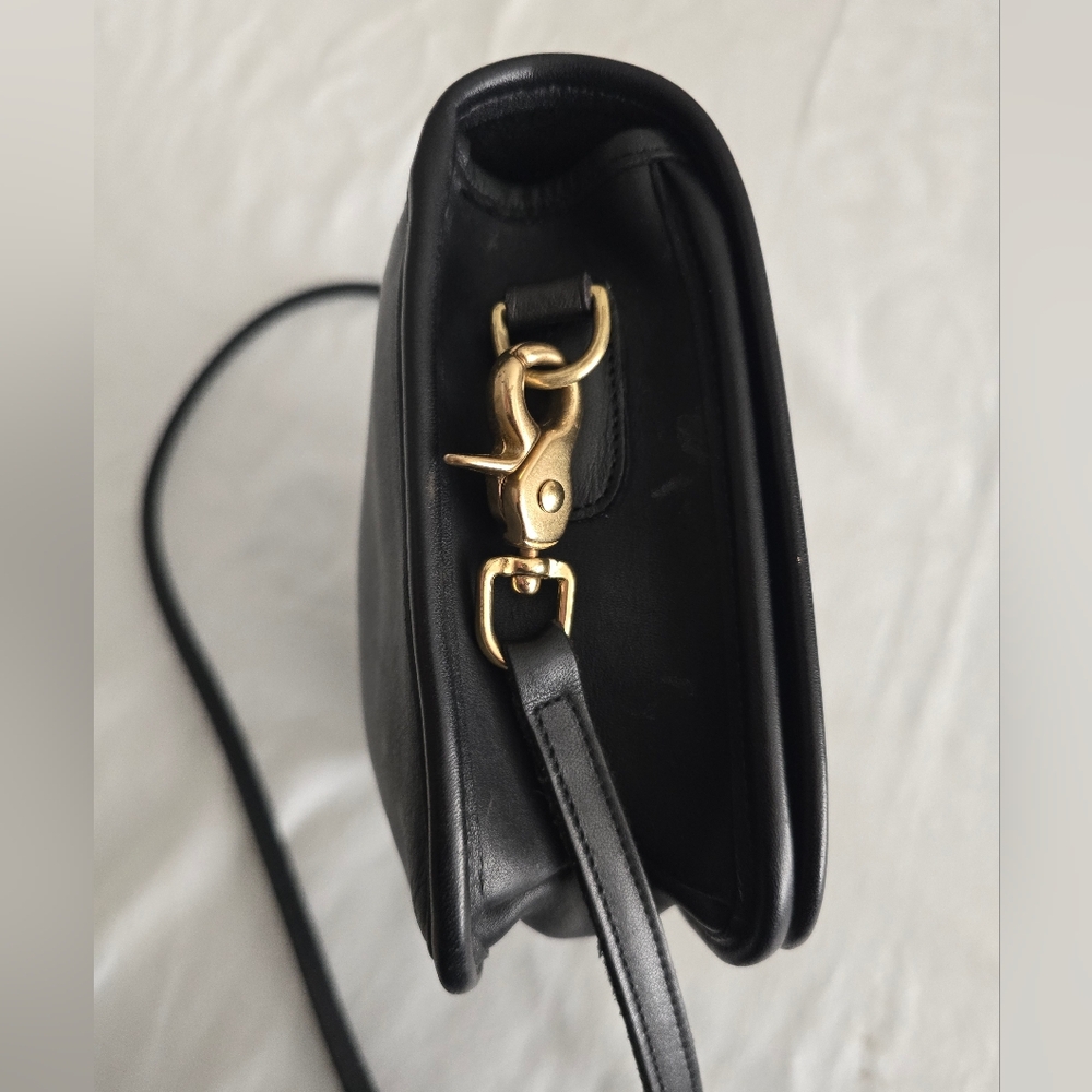 Vintage Coach Convertible Clutch Crossbody Black USA Glove Tanned Y2K Minimalist - Picture 6 of 16